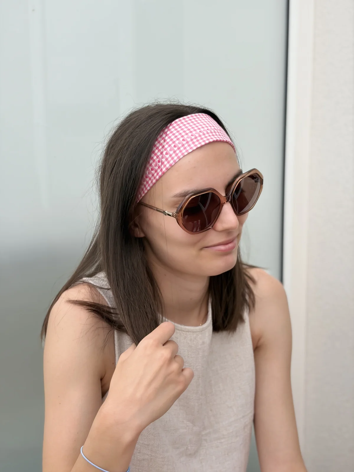 Bandeau bandeaux colorés rose, cousu main en France par Le fil de Jade